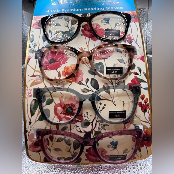 Marilyn Monroe Women's Reading Glasses Set Black, Brown, Green, Pink +2.50 - Picture 1 of 2